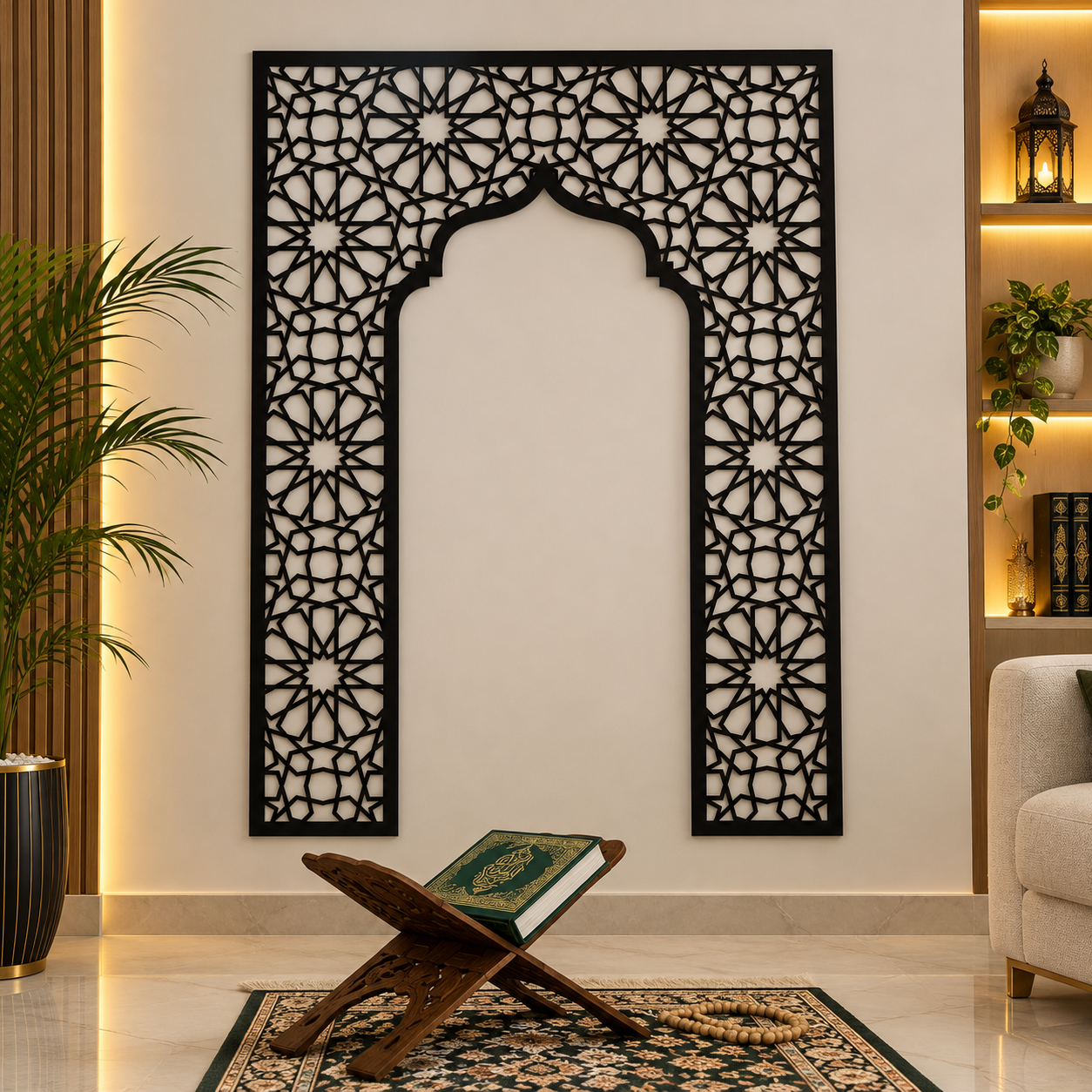 Mihrab Prayer Room Islamic Wall Art Wooden Muslim Home Decor Elegant Mosque Design Gift
